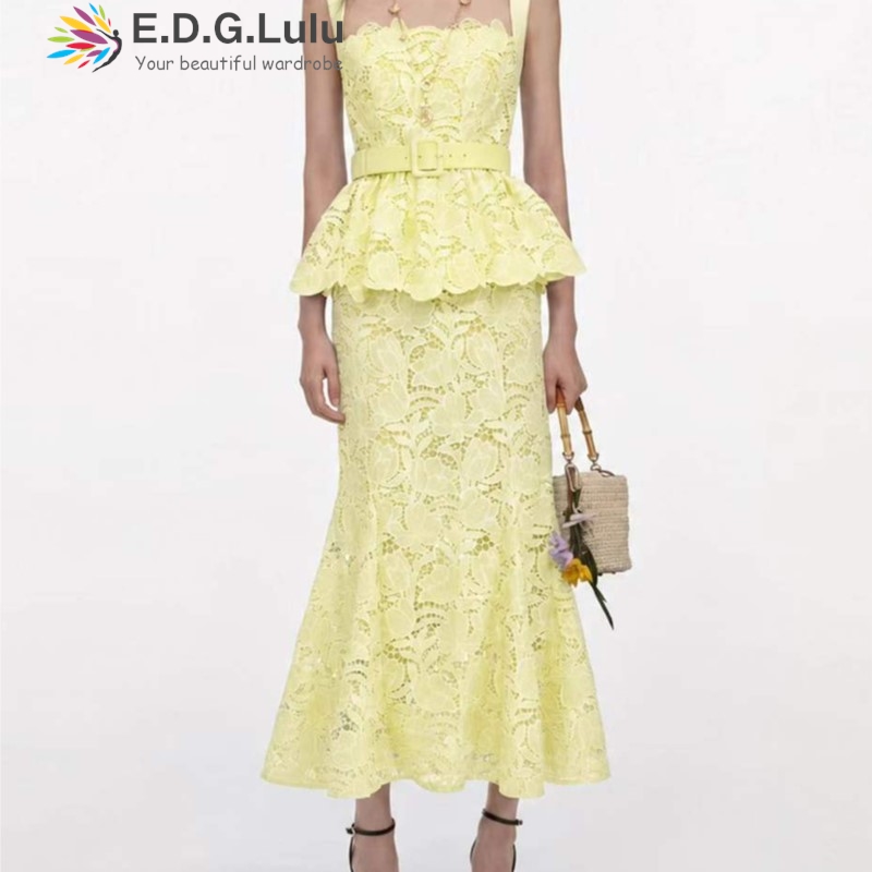 EDGLuLu ヴィンテージ中空レース刺繍花柄ツーピースセッ - Wedding Lulu のレビューと価格