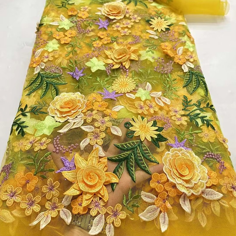 90x130cm 3D花柄刺繍チュールレースメッシュ生地 D - Wedding Floral Supply のレビューと価格