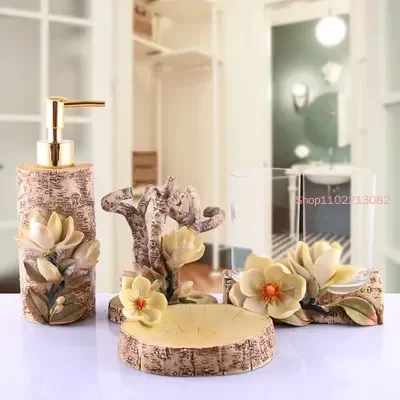 バスルームアクセサリー 5 点セット ガラス口カップ樹脂歯ブ - Wedding Bathroom Supply Kit のレビューと価格
